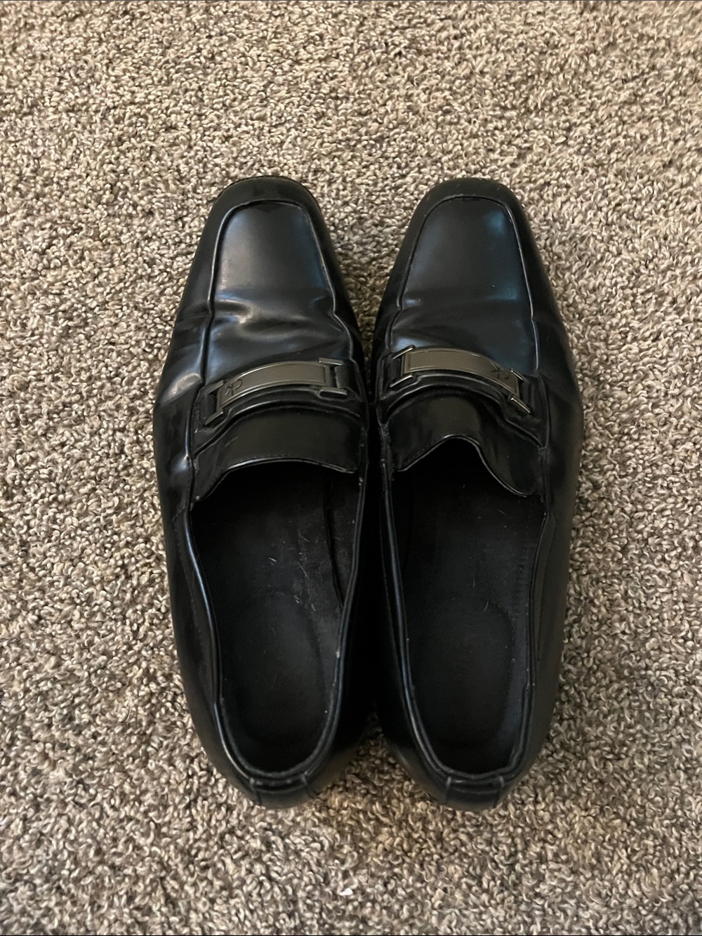 Calvin Klein Black Leather Slip-On Loafers with Metal Accent - Picture 4 of 4